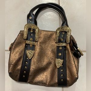 Western purse, Gold and bronze with brown, embellished, excellent, unique!